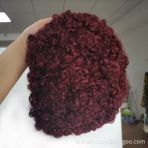 Wholesale Short Afro Curly Human Hair Wigs For Black Women Brazilian Short Pixie Cut Full Machine Made Wig 99J Remy Hair